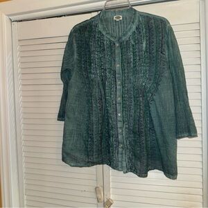 Elegant Teal Button-Down Shirt for Women